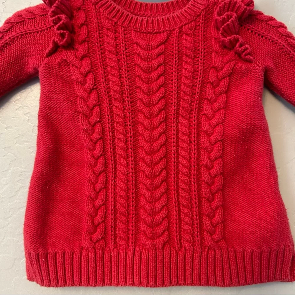 Baby Gap red cable knit sweater with ruffles size 0-3 months